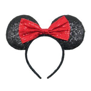 Disney Minnie Black Sequins Red Bow Headband